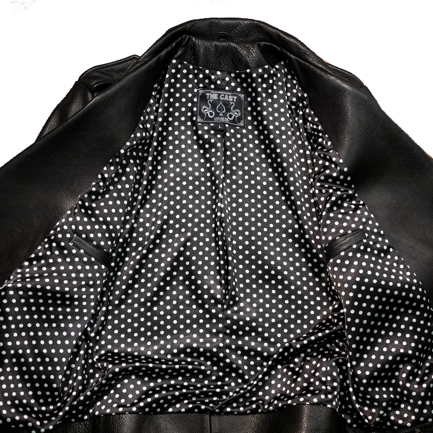 BOWERY JACKET - L / SNAKESKIN DETAIL, POLKA-DOT LINING + GOLD HARDWARE - Image 5