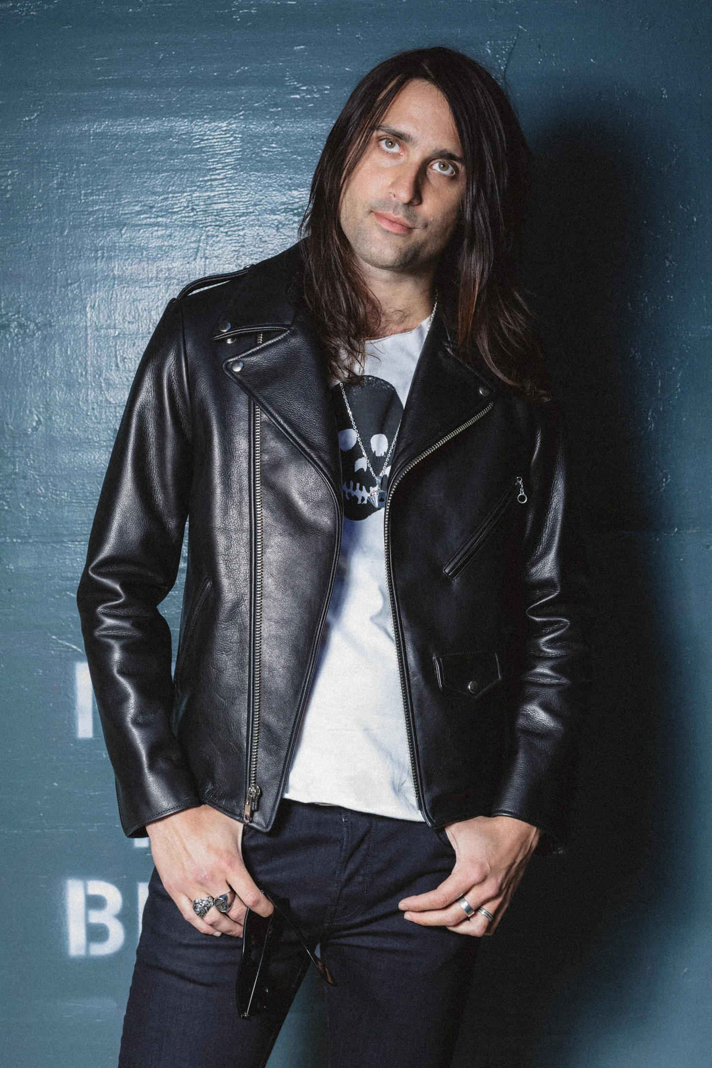 BOWERY BLACK LEATHER BIKER JACKET (MENS) (NO BELT) - Image 5